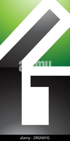 Green and Black Glossy Rectangular Letter G or Number 6 Icon on a White Background Stock Vector