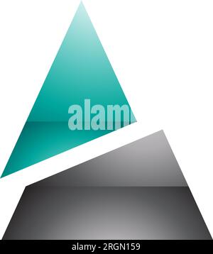 Green and Black Glossy Split Triangle Shaped Letter A Icon on a White Background Stock Vector
