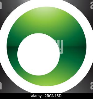 Green and Black Glossy Square Letter O Icon on a White Background Stock Vector