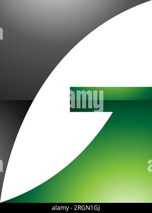 Green and Black Rectangular Glossy Letter G Icon on a White Background Stock Vector