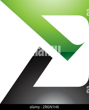 Green and Black Sharp Glossy Elegant Letter E Icon on a White Background Stock Vector