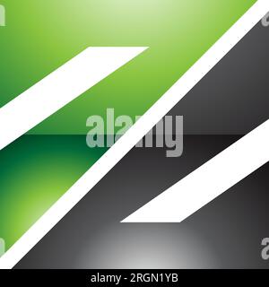 Green and Black Glossy Triangular Square Shaped Letter Z Icon on a White Background Stock Vector