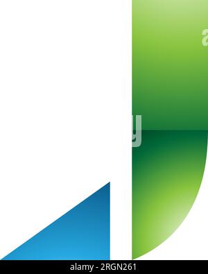Green and Blue Glossy Letter J Icon with a Triangular Tip on a White Background Stock Vector