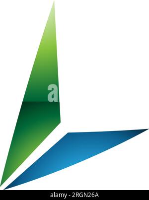 Green and Blue Glossy Letter L Icon with Triangles on a White Background Stock Vector