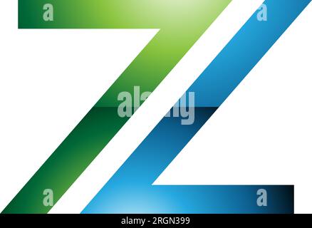 Green and Blue Glossy Number 7 Shaped Letter Z Icon on a White Background Stock Vector