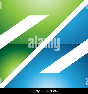 Green and Blue Glossy Triangular Square Shaped Letter Z Icon on a White Background Stock Vector
