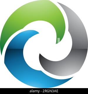 Green and Blue Glossy Wave Shaped Letter O Icon on a White Background Stock Vector