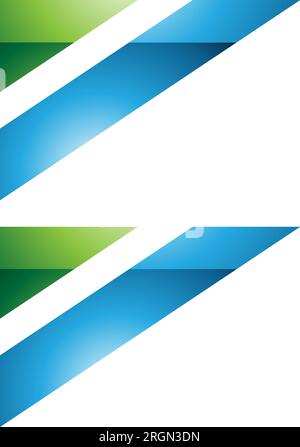 Green and Blue Glossy Triangular Flag Shaped Letter B Icon on a White Background Stock Vector