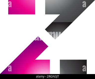 Magenta and Black Glossy Dotted Line Shaped Letter Z Icon on a White Background Stock Vector