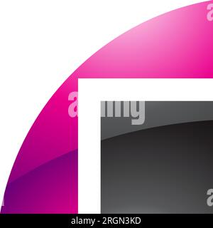 Magenta and Black Glossy Geometrical Letter R Icon on a White Background Stock Vector