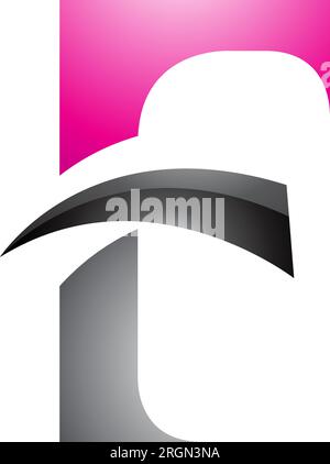 Magenta and Black Glossy Letter F Icon with Pointy Tips on a White Background Stock Vector