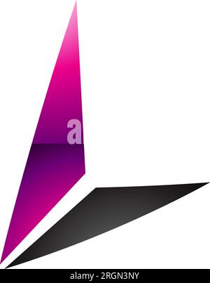 Magenta and Black Glossy Letter L Icon with Triangles on a White Background Stock Vector