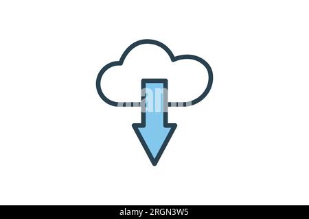 Cloud download Icon. suitable for web site design, app,user interfaces. flat line icon style. Simple vector design editable Stock Vector