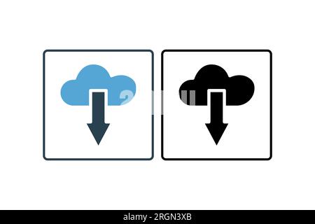 Cloud download Icon. suitable for web site design, app,user interfaces. solid icon style. Simple vector design editable Stock Vector
