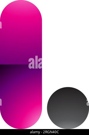Magenta and Black Glossy Rounded Letter L Icon on a White Background Stock Vector