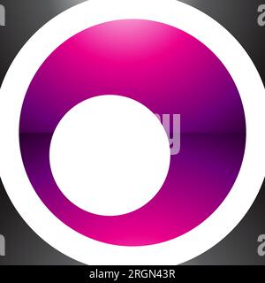 Magenta and Black Glossy Square Letter O Icon on a White Background Stock Vector