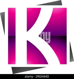 Magenta and Black Glossy Square Letter K Icon on a White Background Stock Vector