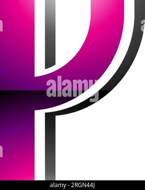 Magenta and Black Glossy Striped Shaped Letter Y Icon on a White Background Stock Vector