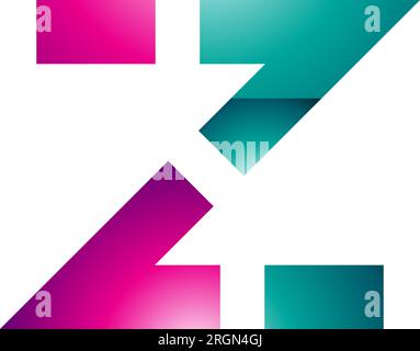 Magenta and Green Glossy Dotted Line Shaped Letter Z Icon on a White Background Stock Vector