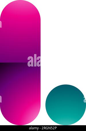 Magenta and Green Glossy Rounded Letter L Icon on a White Background Stock Vector