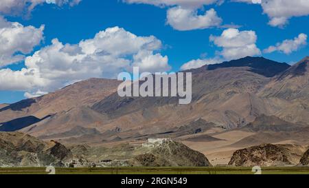 Hanle monastery on top of a hill with mountains and clouds at Ladakh India on 5 august 2023 Stock Photo