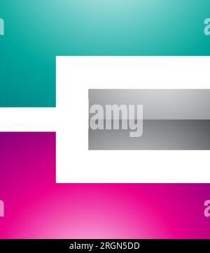 Magenta Green and Grey Glossy Rectangular Letter E Icon on a White Background Stock Vector