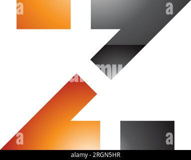 Orange and Black Glossy Dotted Line Shaped Letter Z Icon on a White Background Stock Vector