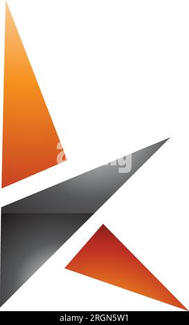 Orange and Black Glossy Letter K Icon with Triangles on a White Background Stock Vector