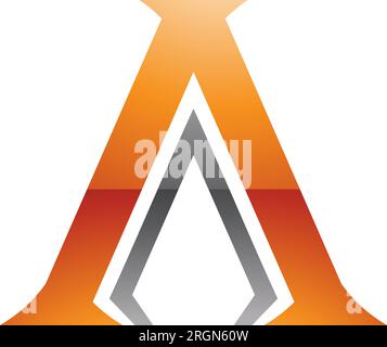 Orange and Black Glossy Pillar Shaped Letter A Icon on a White Background Stock Vector