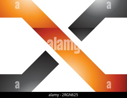 Orange and Black Glossy Letter X Icon with Crossing Lines on a White Background Stock Vector