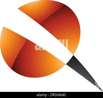 Orange and Black Glossy Screw Shaped Letter Q Icon on a White Background Stock Vector