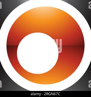Orange and Black Glossy Square Letter O Icon on a White Background Stock Vector