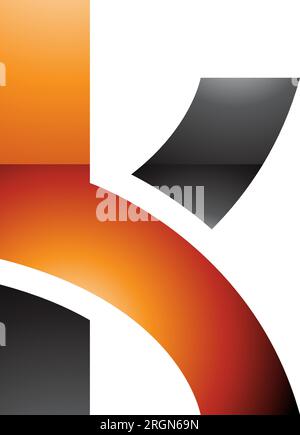 Orange and Black Glossy Lowercase Letter K Icon with Overlapping Paths on a White Background Stock Vector