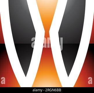 Orange and Black Glossy Square Shaped Letter W Icon on a White Background Stock Vector