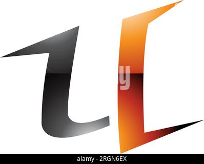 Orange and Black Glossy Spiky Shaped Letter V Icon on a White ...