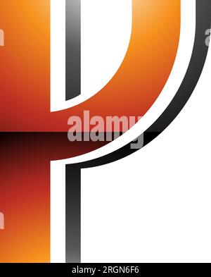 Orange and Black Glossy Striped Shaped Letter Y Icon on a White Background Stock Vector