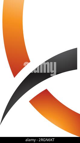 Orange and Black Spiky Glossy Lowercase Letter K Icon on a White Background Stock Vector