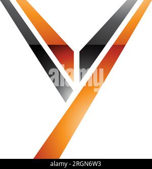 Orange and Black Glossy Uppercase Letter Y Icon on a White Background Stock Vector