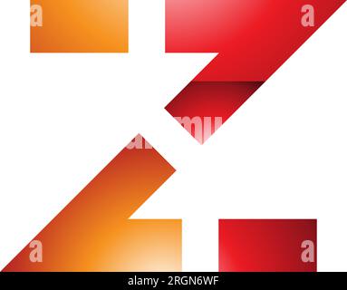 Orange and Red Glossy Dotted Line Shaped Letter Z Icon on a White Background Stock Vector