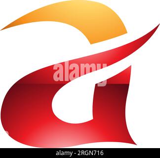 Orange and Red Glossy Curvy Spikes Letter A Icon on a White Background Stock Vector