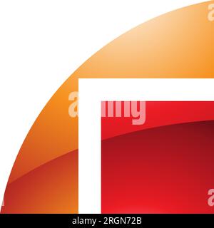 Orange and Red Glossy Geometrical Letter R Icon on a White Background Stock Vector