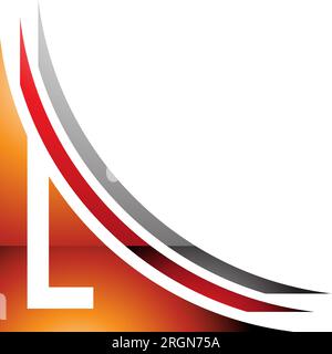 Orange and Red Glossy Letter L Icon with Layers on a White Background Stock Vector