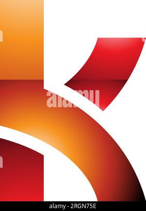 Orange and Red Glossy Lowercase Letter K Icon with Overlapping Paths on a White Background Stock Vector