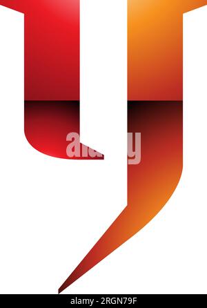 Orange and Red Glossy Lowercase Letter Y Icon on a White Background Stock Vector