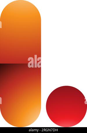 Orange and Red Glossy Rounded Letter L Icon on a White Background Stock Vector