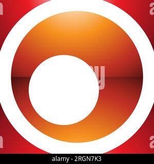 Orange and Red Glossy Square Letter O Icon on a White Background Stock Vector