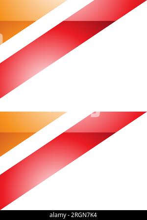 Orange and Red Glossy Triangular Flag Shaped Letter B Icon on a White Background Stock Vector
