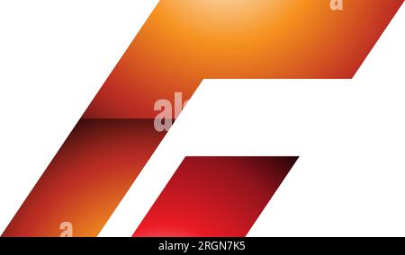 Orange and Red Glossy Rectangular Italic Letter C Icon on a White Background Stock Vector