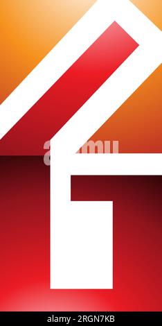 Orange and Red Rectangular Glossy Letter G or Number 6 Icon on a White Background Stock Vector