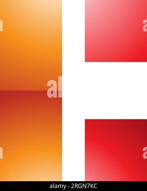 Orange and Red Rectangular Glossy Letter C Icon on a White Background Stock Vector